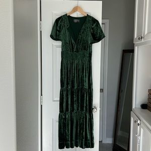 Anthropologie green velvet Somerset maxi dress